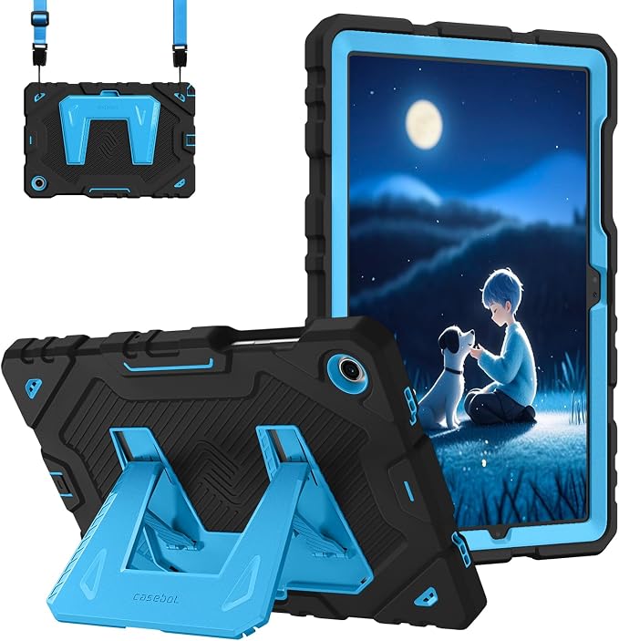 Fintie Kid-Friendly Case for Samsung Galaxy Tab A11+/A9+ 11'' Black | Rugged Shockproof Case Kickstand &amp Shoulder Strap Adjustable Stand 3-Layer Drop Protection for Learning &amp Travel