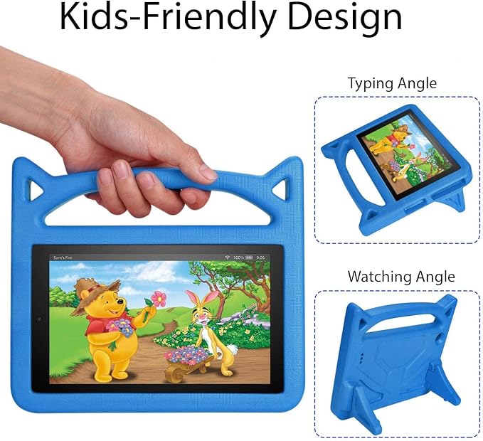 Case for Amazon Fire HD 10 Inch Tablet (11th Generation 2021 Released) - Lightweight Shockproof Kickstand Handle Kids Cover Case + 1 Screen Protector and 1 Stylus (Black)