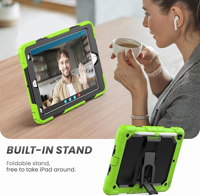 HXCASEAC Case for iPad 9th/8th/7th Generation Case Kids Boys Drop Proof | Built-in Screen Protector Pencil HolderStand Protective Silicone Shockproof Hard Rugged Black