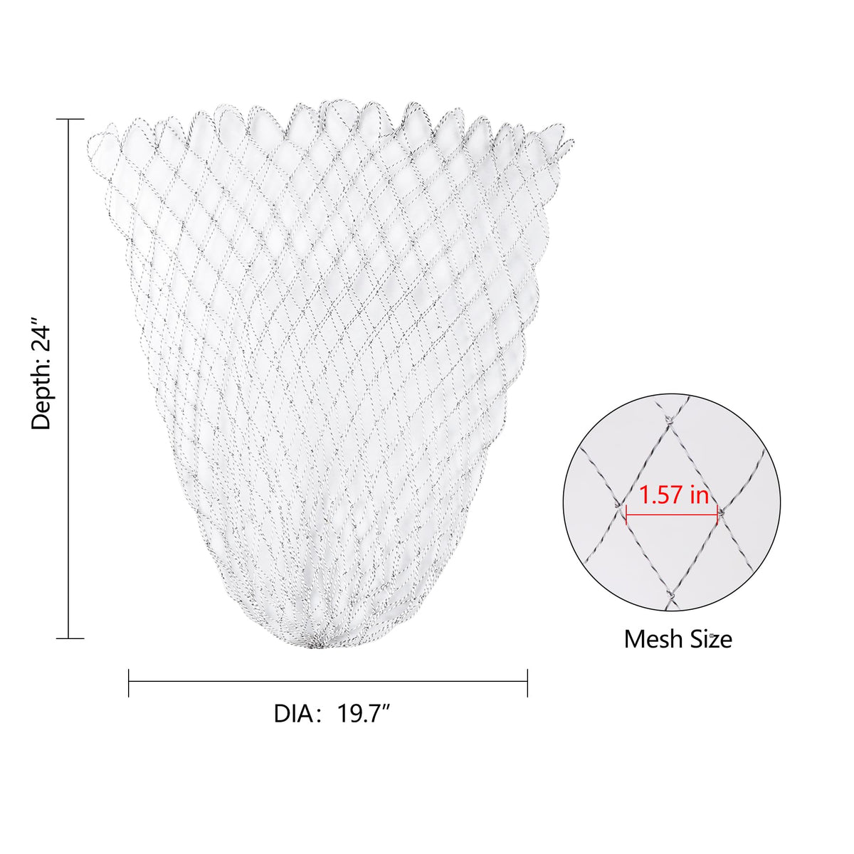 Chicken Catching Net Bird Net with Telescoping Pole, Strong Stainless Handle Full Extended to 48 Inches