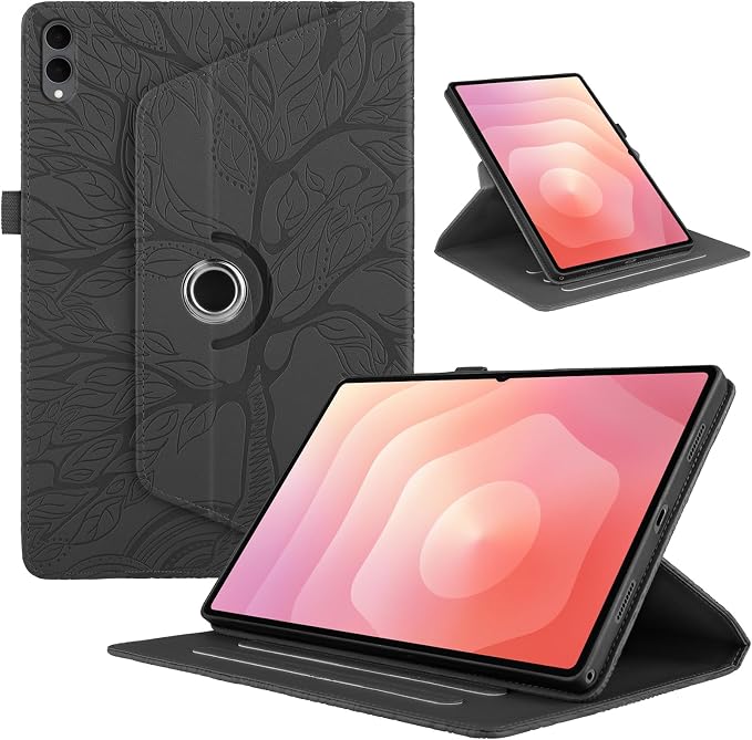 for Samsung Galaxy Tab S11 Ultra Case 14.6 inchFashion Embossing TechnologyMulti-Viewing AnglesSlim Light Shell CoverPU Leather+TPUCompatible with Samsung Galaxy Tab S11 UltraBlack
