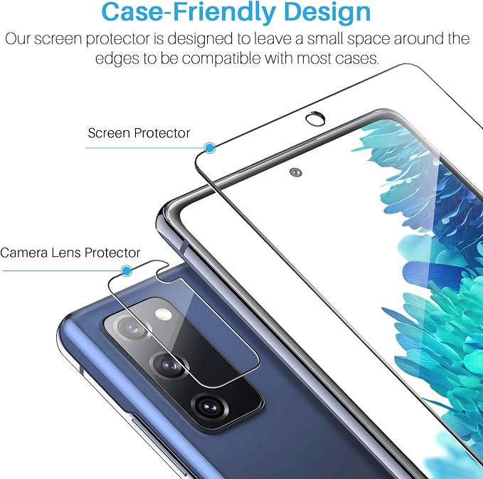 LK 3+3 Pack Samsung Galaxy S20 FE Screen Protector + Camera Lens Protector | 9H Tempered Glass Easy Installation [Not Fit for Galaxy S20]