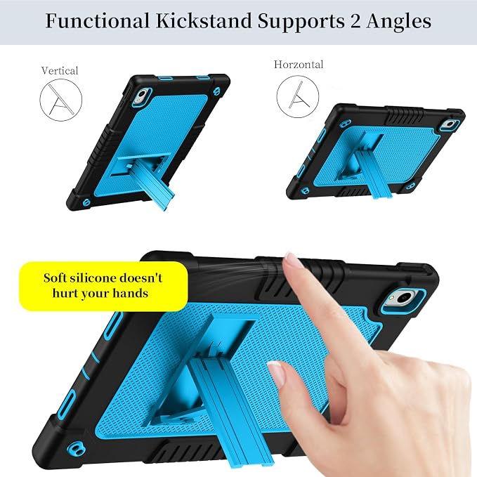 Compatible with Walmart Onn.11 Tablet Pro Case 2024 (Model:100146660) Silicone Hard Back Hybrid Cover Built in Kickstand Shoulder Strap Case for Onn 11 Tablet Pro 11 inch (Black)