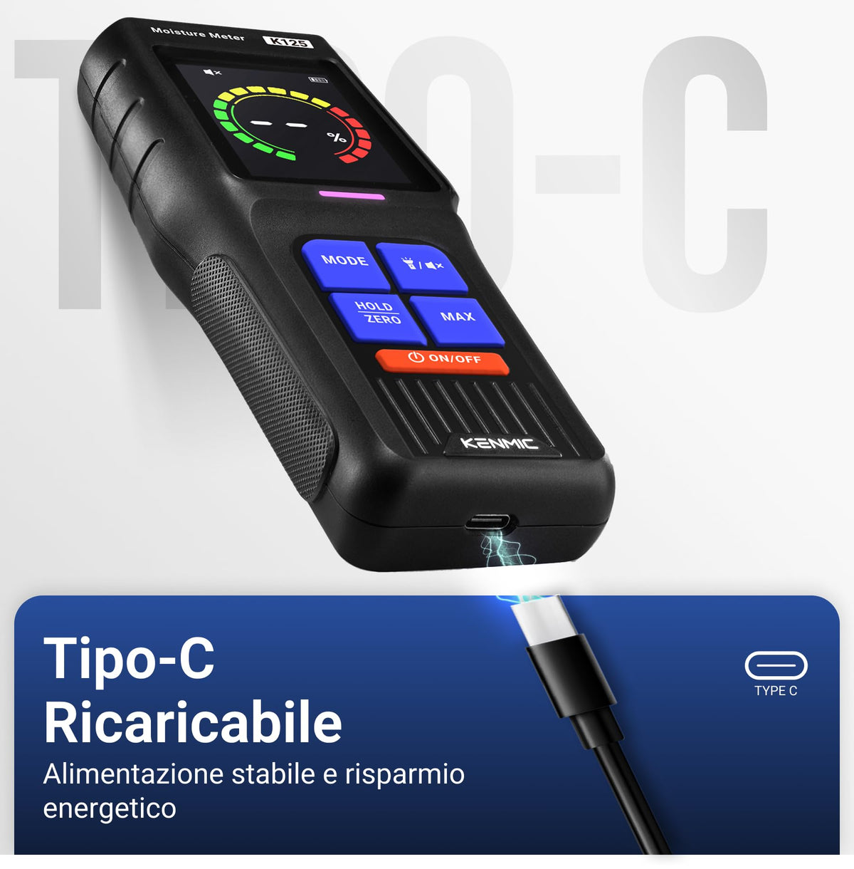 KENMIC Pinless Moisture Meter for Non-Destructive Moisture Detection in Drywall, Wood, and Masonry, Detects up to 3/4-Inch Below Surface