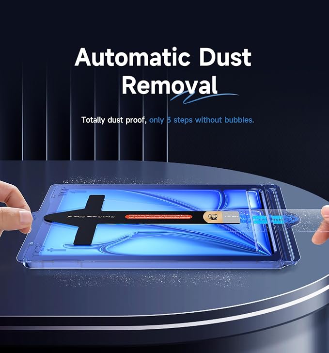 MAGIC JOHN for iPad Air 11 inch Screen Protector M2 [6th 2024] Tempered Glass Auto Dust-Elimination Bubble Free HD Clear Easy InstallationHigh Sensitivity
