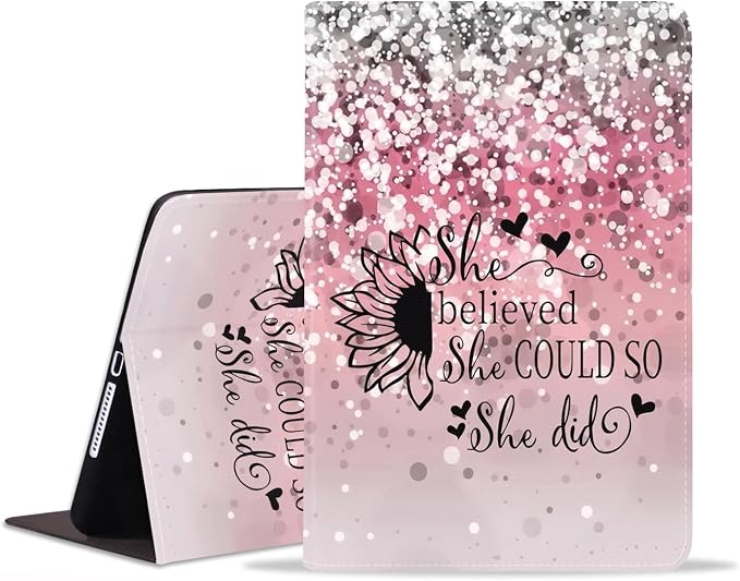 WEUIUJKILO Case for iPad (A16) 11th Generation 11 Inch 2025 iPad 10th Generation 10.9 Inch 2022 Slim PU Leather Folding Stand Smart Cover with Auto Sleep/Wake American Flag and Sunflower
