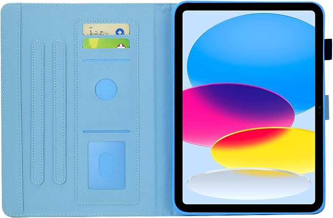 Case for iPad A16 11th Gen 11/10th Gen 10.9 2025/2022Notebook | Black PrintSlim Durable Foldable Stand PU Leather Pencil Holder Card Slot Auto Wake，Auto Sleep