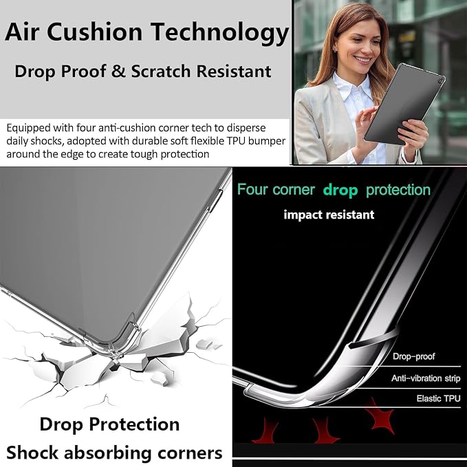 Clear Case for All-New Amazon Kindle Fire Max 11 Tablet (13th Generation 2023 Release) 11 Slim Lightweight Shell Transparent Soft TPU Back Shockproof Crystal Reinforced Corner Cover Clear