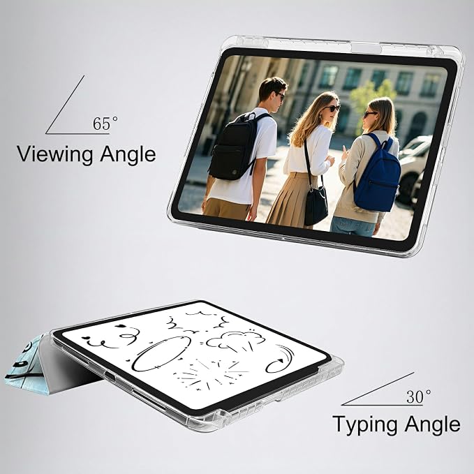 for iPad 10.2 &amp 10.5/iPad 9th/8th/7th Generation 10.2 2021 2020 2019 Case Mutil Angles Folding Y-Shaped Stand Cover with Pencil Holder Auto Wake/SleepAmerican Flag and Cow