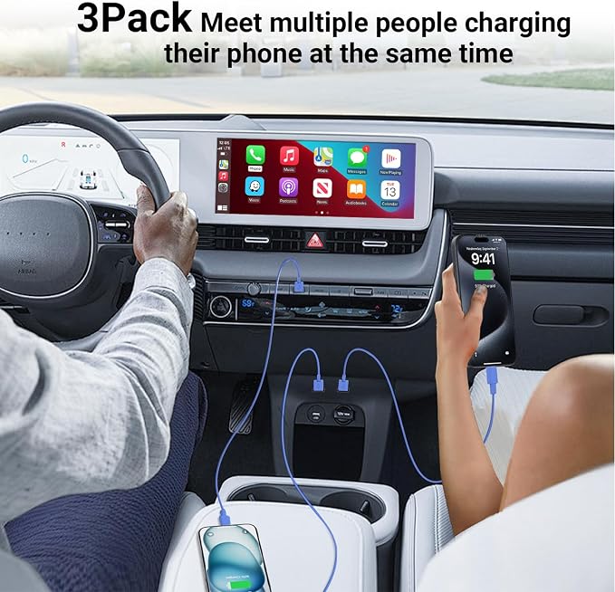 Car Carplay Cable for iPhone 16 15 Pro Max 15 Plus Car Charger 6FT USB to USB C Cable for Car Charger Adapter Carplay USB C Cord Accessories Charging for iPad 10th Gen/iPad Pro Air 5th-DarkBlue