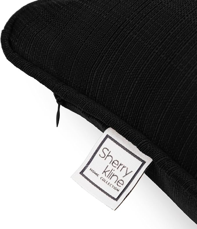 Sherry Kline Sunrise Indoor/Outdoor Rectangle (Boudoir) Corded Edge Filled Pillow Black 13"x18" Set of 2