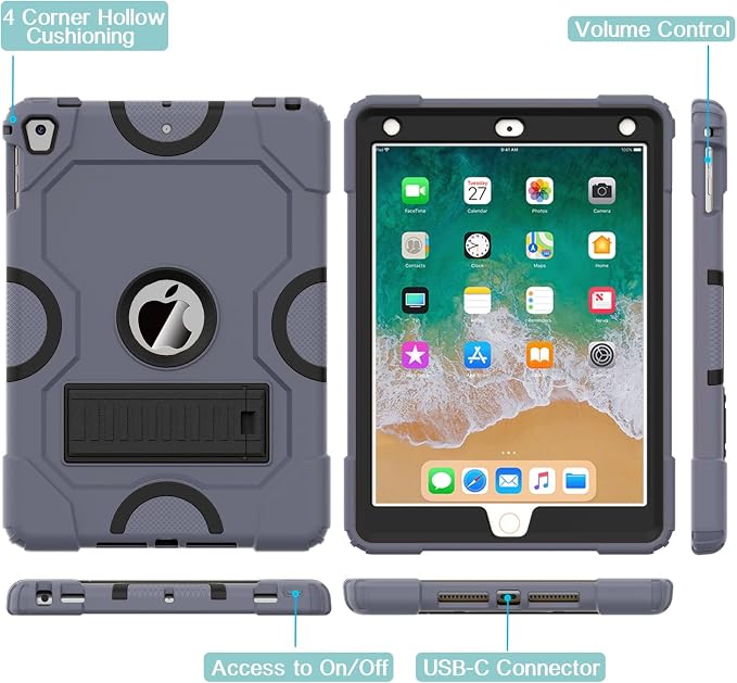 ZoneFoker Case for iPad 6th/5th Generation (9.7 Inch 2018/2017 Model) iPad Air 2 / 1st iPad Pro 9.7 Heavy Duty Shockproof Rugged Protective Case Alpine Green