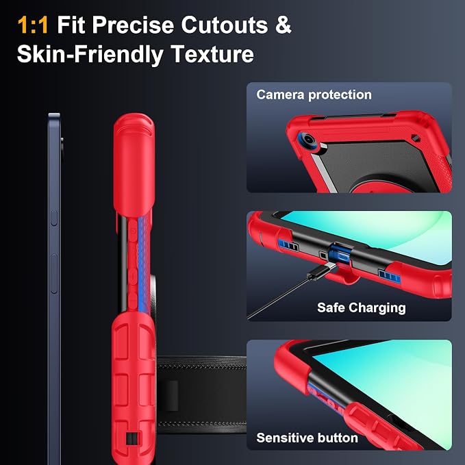 Case for Samsung Galaxy Tab A11+ Plus 11 Inch Ubearkk for Galaxy Tab A9+ Plus Case Full-Body Drop Protection Cover with Screen Protector 360° Rotating Stand and Hand/Shoulder StrapBrightblue