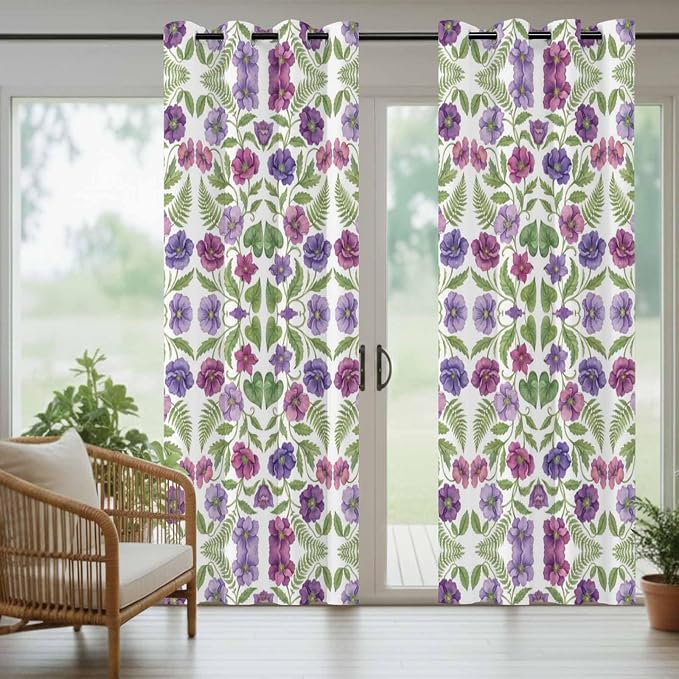Flowers Outdoor Curtains for Patio Summer Floral Pastoral Farmhouse Plant