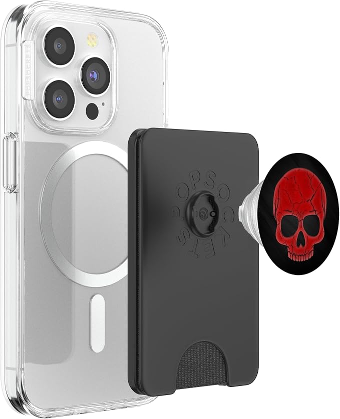 Red Skull face On Black PopSockets Adhesive PopGrip