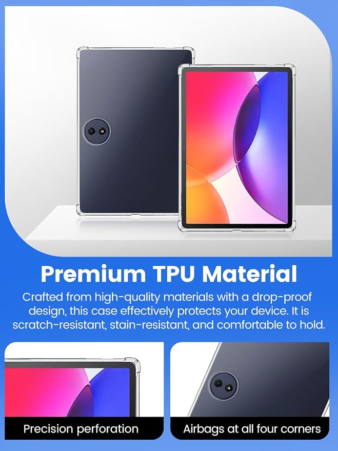 TPU Case for TCL TAB A1 Plus 12.2-Inch Tablet Soft Flexible Shockproof Cover with Airbag Protection Anti-Scratch(Clear)