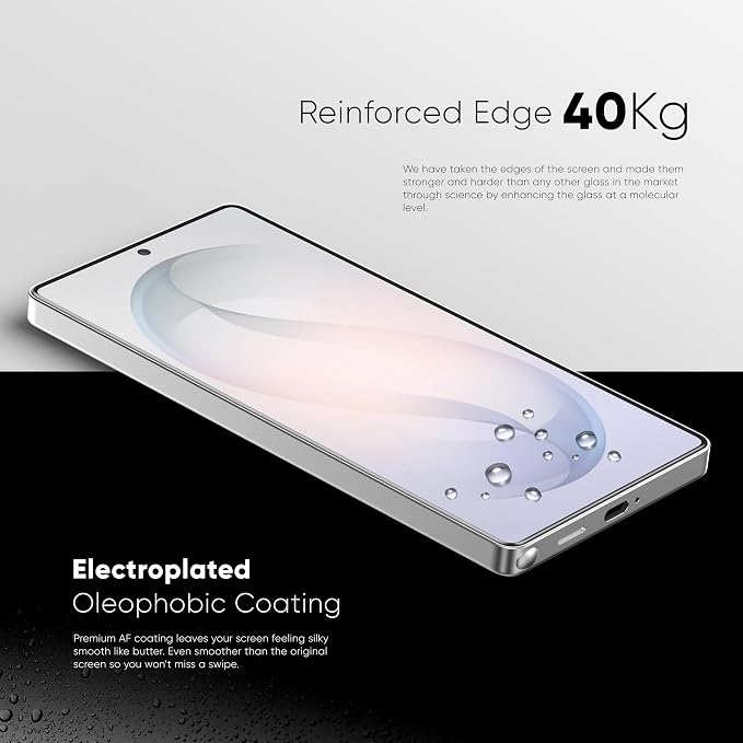 FLOLAB NanoArmour ONETIME PRO for Samsung Galaxy S26 Screen Protector Anti Reflective Tempered Glass Edge to Edge Fingerprint ID Compatible Dust Free Easy to Install