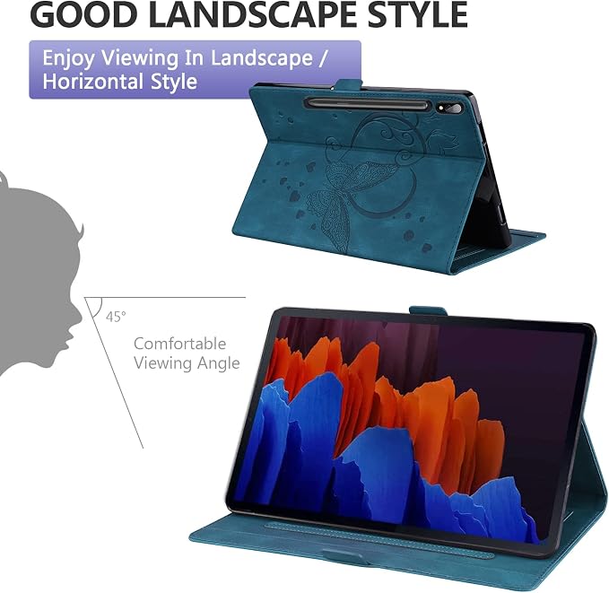 Dteck Wallet Case for Galaxy Tab S10+/S9+/S7 FE/S8+/S7 Plus 12.4 Tablet Premium PU Leather Folding Stand Auto Wake/Sleep Pen Holder Case with Hummingbirds