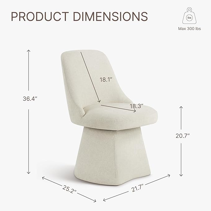 Swivel Dining Chairs Set of 2, Upholstered Mid Century Modern Deskchair with High Back, Linen Fabric Kitchen Chairs for Dining Room, Bedroom, Dressing Room, Linen