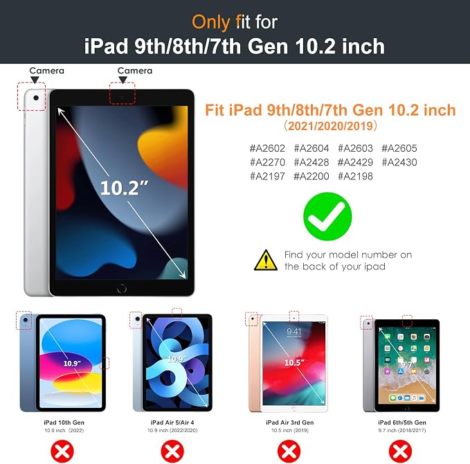 DTTO Foldable Case for for iPad 9th/8th/7th Generation 10.2-inch Black | Origami Magnetic Standing Cover with Pencil Holder，Vertical &amp Horizontal angles Auto Sleep/Wake