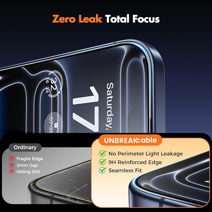 UNBREAKcable 3-Pack Screen Protector for iPhone 15 Double Shatterproof Tempered Glass [Easy Installation Frame] [99.99% HD Clear] [9H Hardness] [Full Coverage] [Case Friendly] for Apple 15 6.1 inch