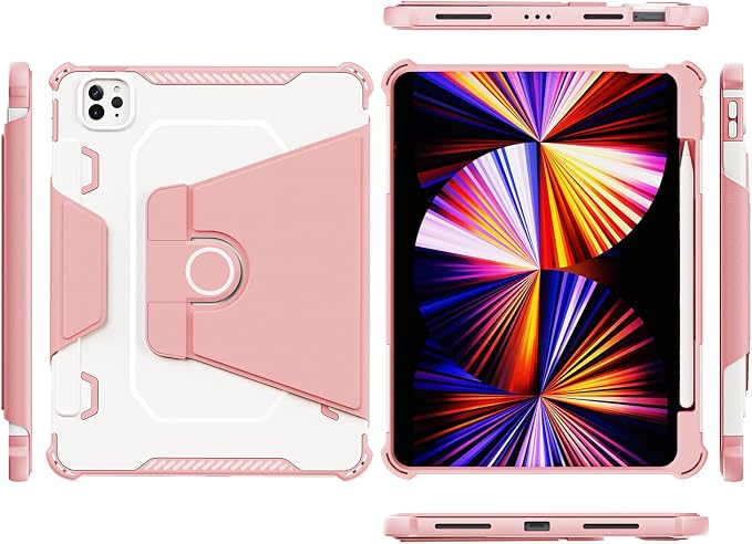 Kids Case for iPad Pro 11 M5/M4 &amp iPad Air 11 (2026/2025/2024) Shockproof Case with Pencil Holder Techcircle Light EVA Foam Handle Stand Bumper Protective Child Friendly Drop Proof Cover Black