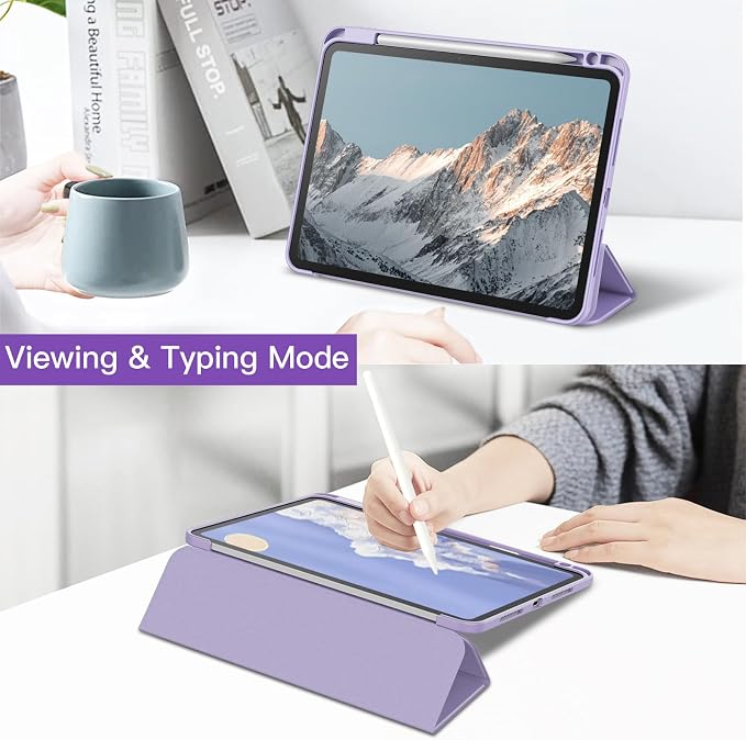 JETech Case for iPad Pro 11 M5/M4 Black | Cover for 2025/2024 Model Clear Transparent Back Pencil Holder Slim Shockproof Protection Tri-Fold Stand Auto Wake/Sleep