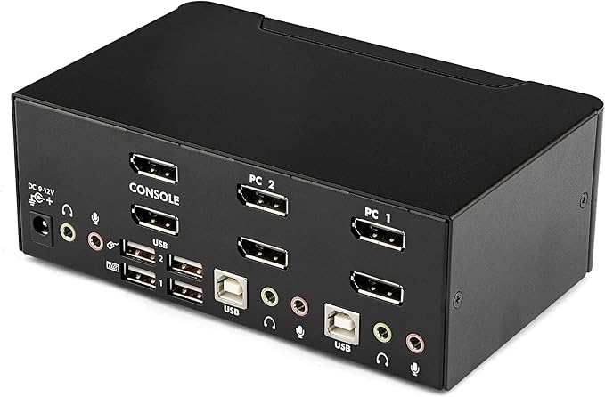 StarTech.com 2-Port DisplayPort KVM Switch - Dual-Monitor - 4K 60 - with Audio & USB Peripheral Support - DP 1.2 - USB Hub, TAA (SV231DPDDUA2)