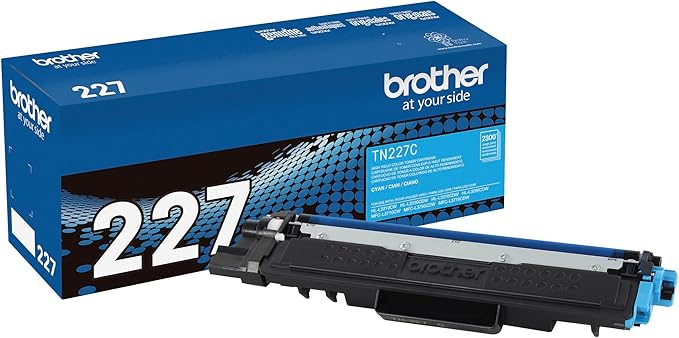 Brother Genuine TN227C, High Yield Toner Cartridge, Replacement Cyan Toner, Page Yield Up to 2,300 Pages, TN227, Amazon Dash Replenishment Cartridge 15.3 x 4.1 x 6.1 inches