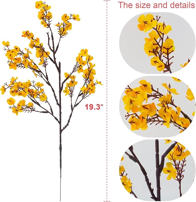 Hananona 10 Pcs Artificial Babys Breath Flowers Orange Fake Silk Gypsophila Flowers for Fall Floral Arrangement Autumn Table Centerpieces Home Decor (10, Orange)