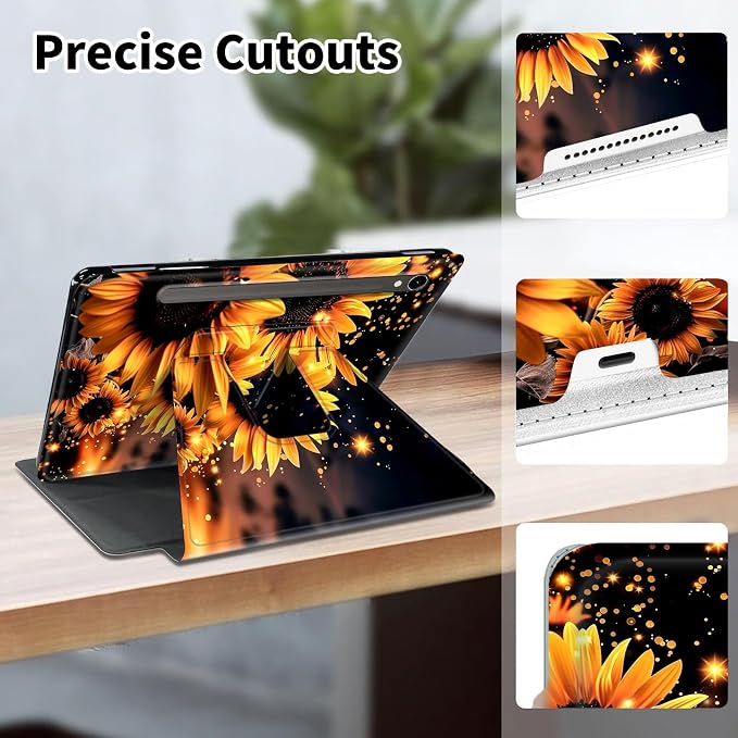 for Samsung Galaxy Tab A9 Plus Case 11 Inch 2024 2023 (SM-X210/X216/X218)360 Degree Rotating Smart Cover Case with Auto Sleep/Wake-Beautiful Highland Cow