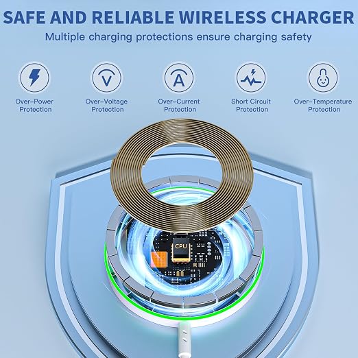 Magnetic Wireless Charger for iPhone 17 with LED Light10FT Long Mag-Safe Charger Magnetic Charging Pad with USB C PD Adapter Fast Charging for iPhone 17/17 Air/17 Pro Max/Pro/16/15/14/13/12AirPods