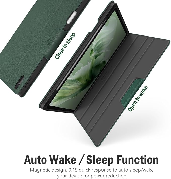 Antbox Case for iPad Air 11-inch M4/M3/M2 (2026/2025/2024) iPad Air 5th/4th Generation 10.9'' Vegan Leather with Pencil Holder Typing Angle Auto Sleep/Wake Muti-Stand (Black)
