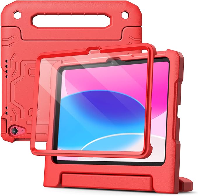 JETech Kids Case for iPad (A16) 11th/10th Gen Black | For 2025/2022 Model Built-in Screen Protector 360 Handle Stand Shockproof Kid-Friendly