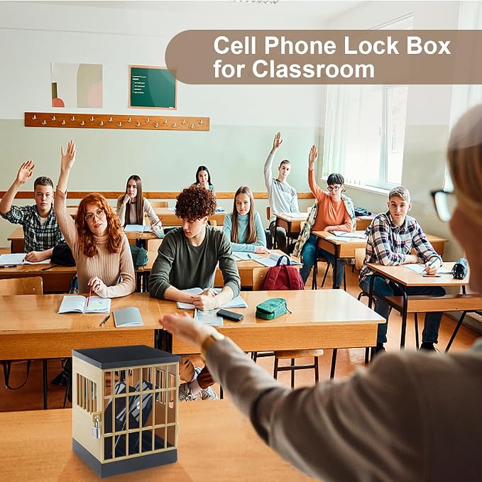Gemaxvoled Cell Phone Jail Lock Box Mobile Phones Prison Lockable Cage for Classroom Family Time Party