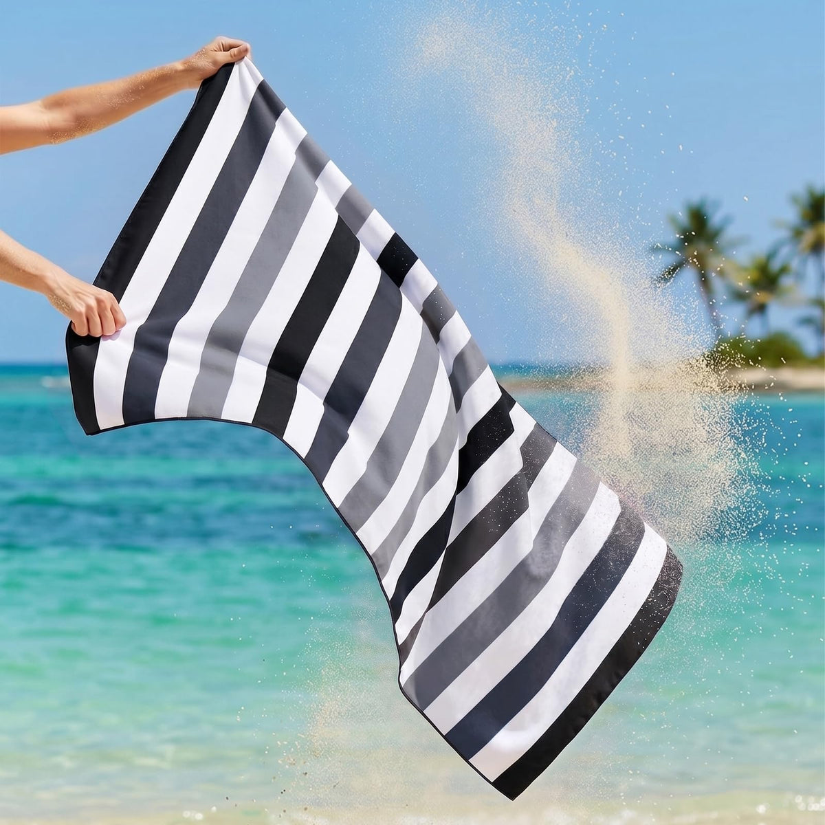 Exclusivo Mezcla Microfiber Quick Dry Beach Towel, Oversized Lightweight Sandfree Pool Towel for Swimming Camping Travel with Bag (Black, 35x70 Inches)