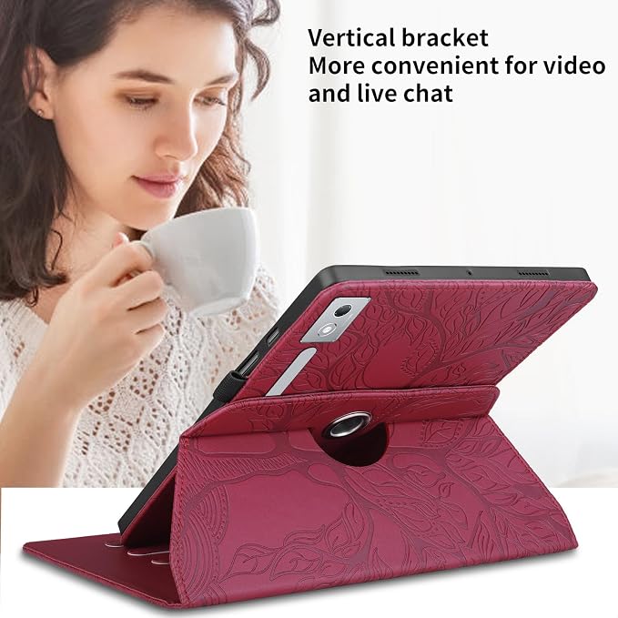 Rotating Case for Lenovo Tab P12 Pro 12.7 inch (SM-TB373FU) PU Leather Folio Folding Stand Cover -Black