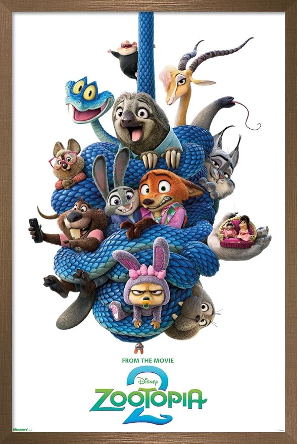 Disney Zootopia 2 (2025) - Group One Sheet Wall Poster, 34L" x 22.4W", Bronze Framed Version
