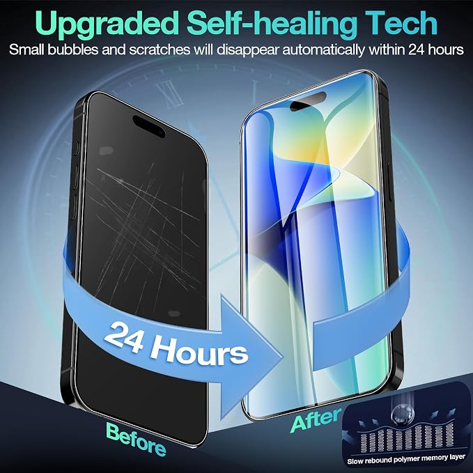 3 Pack for iPhone 16 Screen Protector Film (NOT Glass) Ultra-Thin Flexible Hydrogel Film Screen Protector for iPhone 16 Plus with [Easy Installation Tray] Non-breakable