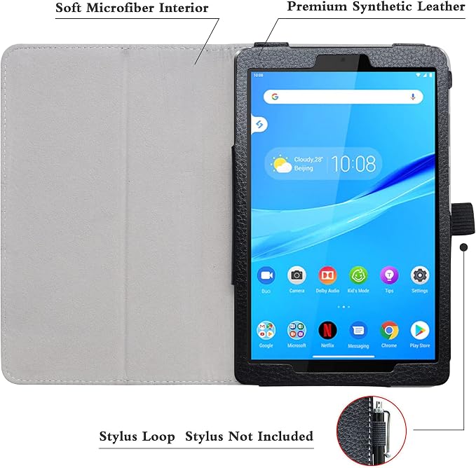 Bige for Lenovo Tab M8 FHD (2nd Gen) CasePU Leather Folio 2-Folding Stand Cover for Lenovo Tab M8 FHD (2nd Gen) TB-8705F 8 Tablet(Only fit Lenovo TB-8705F)Black