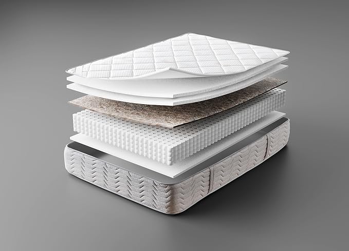 Ottomanson Queen 12” Hybrid Mattress - Rock Salt Infused Quilted Cover - Made in USA - Medium-Firm Support - Individually Pocketed Coils & CertiPUR-US Foam - Fiberglass-Free - Bed in a Box