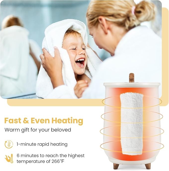 Tangkula Towel Warmer Bucket, 23L Large Luxury Bucket-Style Towel Warmer w/Fragrant Disc Holder, ETL Certified Bath Heater w/3-Level Heating, 20/40/60/90 Min Timer & Auto Shut Off (Handle, 23L, Grey)