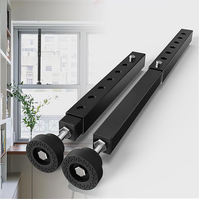Gadgetzan 1 Pack Window Security Bars Adjustable 11"-18",Portable Short Sliding Window Lock Bar for Child Safety/Anti-Theft,Window safety lock with Rubber Base for Vertical and Horizontal Window-Black