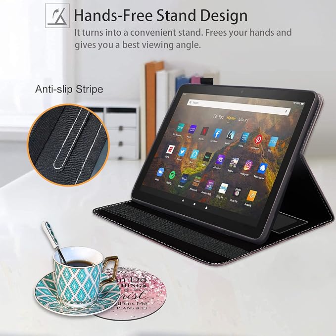 Case for Amazon Fire HD 10 Tablet (9th/7th Gen 2019/2017 Release) Premium PU Leather Cover with Auto Sleep Wake Feature Folio Case for Fire 10.1 Tablet Bible Verse Jeremiah 29:11