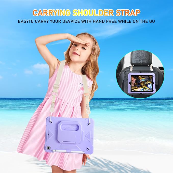 for iPad 9th/8th/7th Generation Case iPad 10.2 Case 2021/2020/2019 Rugged Heavy Duty Shockproof Protective Kids Case with Screen Protector/360° Rotating Folding Stand/Pencil Holder/Shoulder Strap