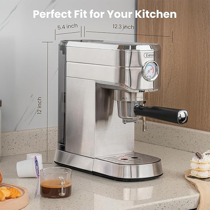 Gevi 20 Bar Espresso Machine for home,Compatible with Nespresso Pods&Ground