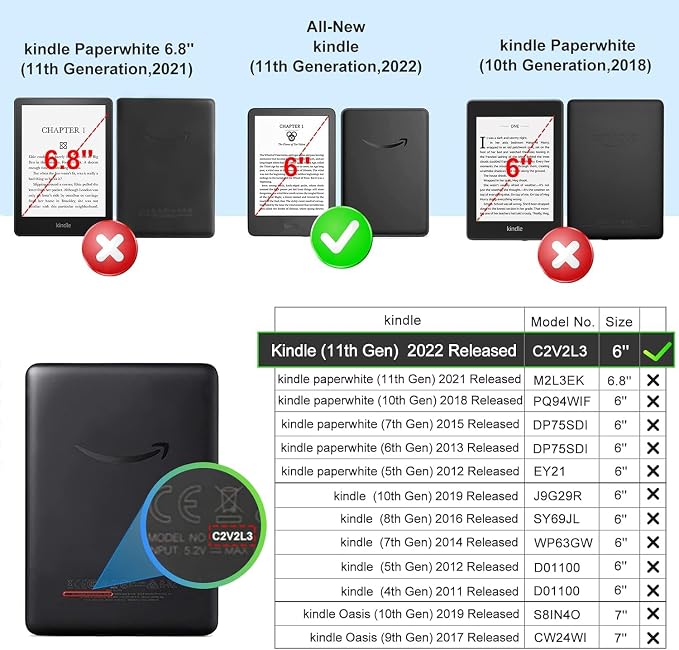 Case for 6 Kindle 11th Generation 2024/2022 Standing Origami Slim Shell Cover with Auto Wake/Sleep for Kindle 11th Generation 2022/2024 Released E-Reader Black