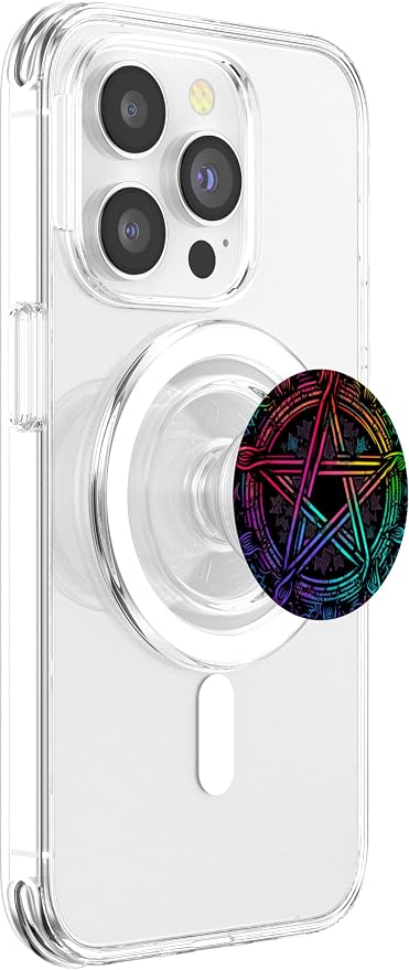 LGBTQ Gay Wiccan Rainbow Pentagram PopSockets Adhesive PopGrip