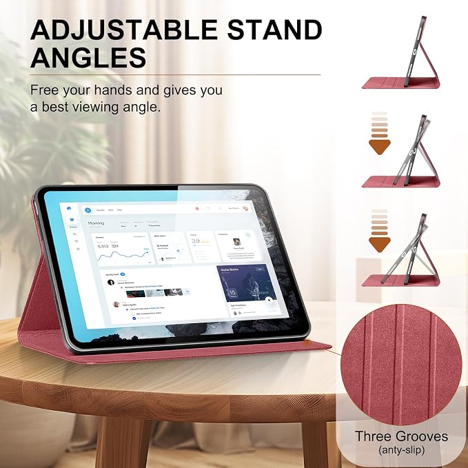 Genuine Leather Case for iPad 11th Gen 11(2025/A16)/10th Gen 10.9 | Slim Protective Cover with Adjustable Stand Auto Wake/Sleep Premium Leather Black
