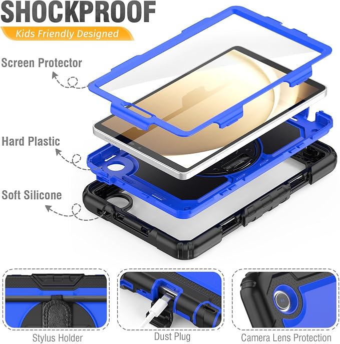 HXCASEAC Case for Samsung Galaxy Tab S6 Lite 10.4 inch Protective with Screen Protector/Hand Strap/S Pen Holder Shockproof S6 Lite Tablet Case 2024/2022/2020 SM-P610 SM-P613 SM-P620 - Black